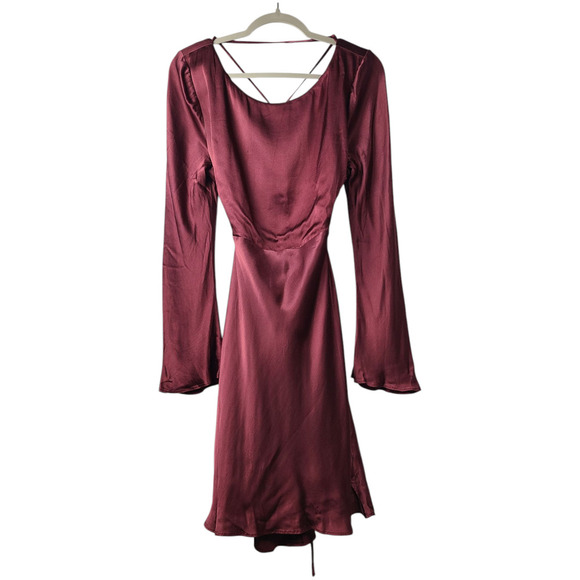 Shona Joy Elia Open Back Tie Mini Dress Burgundy US Size 10 NWT - Picture 4 of 12